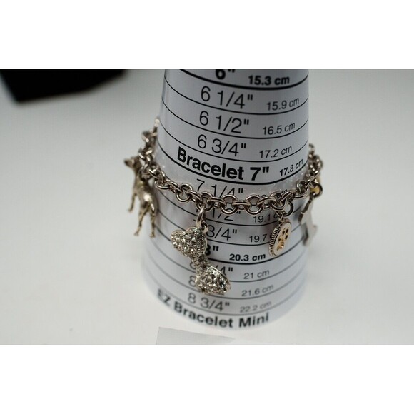 I LOVE MY DOG Charm Bracelet crytal bow bone Silver Tone little gifts 7.25" - Picture 2 of 4